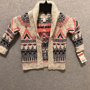 Cat & Jack Size 12M Baby Girls Multicolor Sweater Cardigan NWT Cream Print - Picture 1 of 8