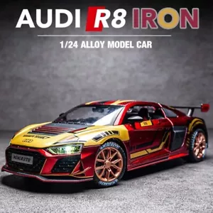 1:24 Audi Simulation R8 Iron Alloy Diecast Toy Car Metal Vehicle Sound & Light - Picture 1 of 3