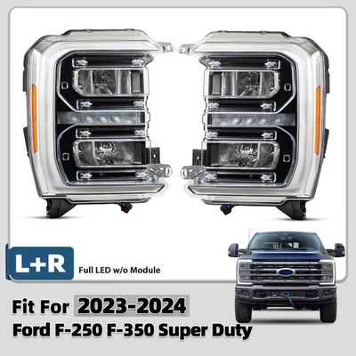 For 2023 2024 Ford F-250 F-350 Super Duty LED Headlight w/ Bulb Left+Right Pair - Image 1 of 4