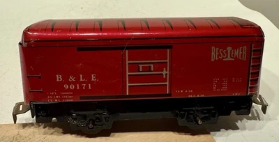 Marx 90171 B.L. & E. Bessemer Boxcar Candy Apple Red with Solid Doors - 4 whl. - Image 1 of 4