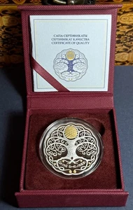 Tree of Life 2021 Kazakhstan Magic Simbol 777 tenge 1 Oz Silver gilded proof - Foto 1 di 4