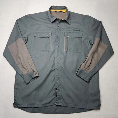 Cabela's Mens Utility Shirt Button Front Zip Pockets Blue Plaid Size Large - image 1 of 4