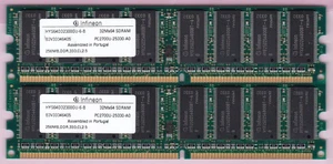 512MB 2x256MB PC2700 DDR-333 INFINEON HYS64D32300GU-6-B DDR1 RAM MEMORY KIT DIMM - Picture 1 of 9