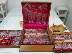 MID-CENTURY THAILAND BRONZE BESTECK SILBERBESTECK SET IN BOX BANGKOK NEW OLD STOCK - Bild 1 von 16
