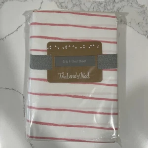 LAND OF NOD | NWT NIP Pink Stripe Excursion Fitted Crib Sheet Baby Toddler - Picture 1 of 4
