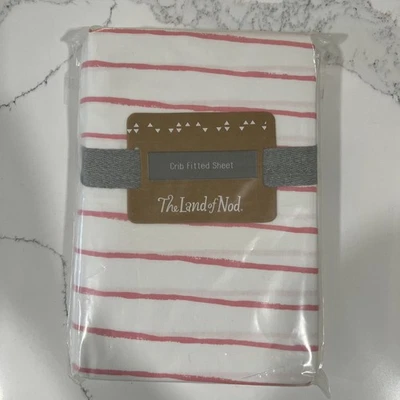 LAND OF NOD | NWT NIP Pink Stripe Excursion Fitted Crib Sheet Baby Toddler - Image 1 of 4