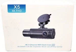 4K FHD 3 Channel WiFi Dash Cam With Loop Recording Model X5 - Black - Picture 1 of 7