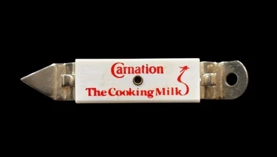 Abridor de latas de leche clavel imán vintage cocina metal plástico blanco rojo Foto 1 de 4