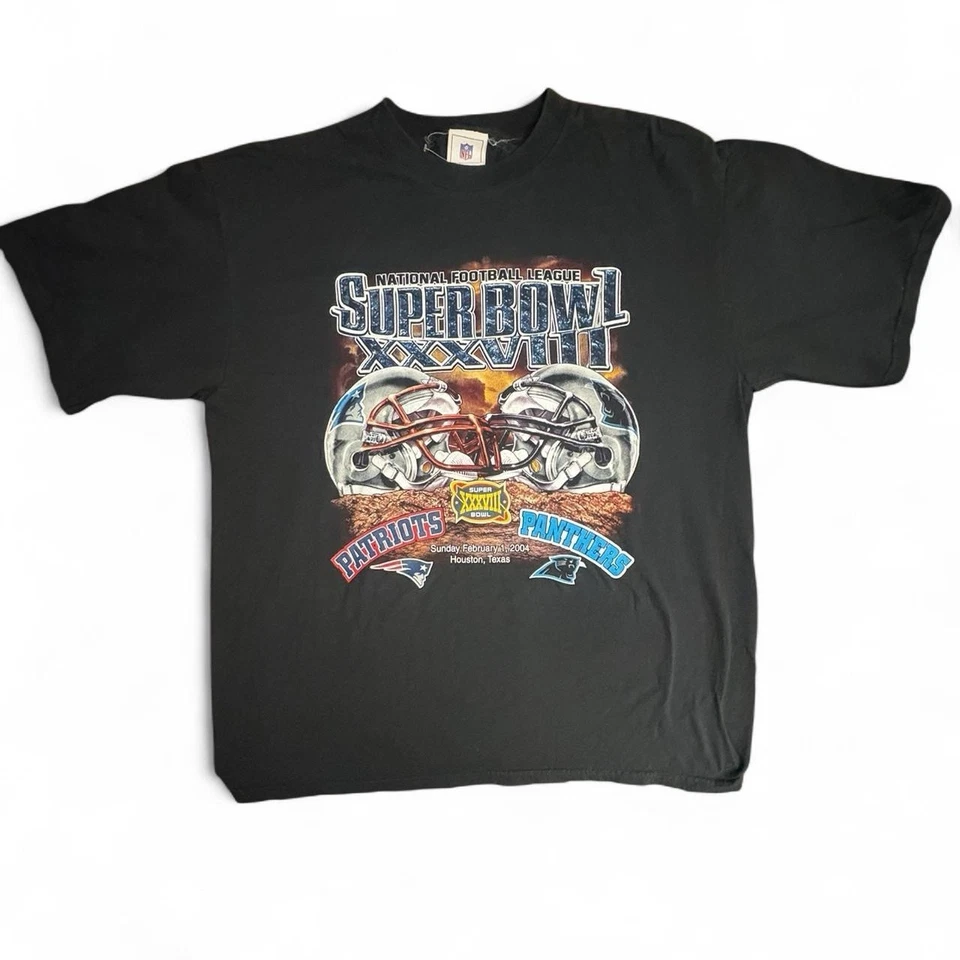 Camiseta De Colección 2004 NFL Super Bowl XXXI Patriots vs Panthers Talla L Foto 1 de 4