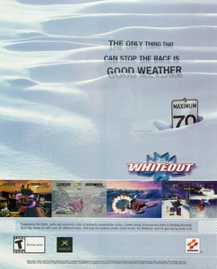 Magazine Print Ad KONAMI 2002 WHITEOUT XBOX Buried Speed Sign Snowmobile - Picture 1 of 1