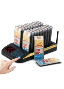 Restaurant Pager System (Upgraded 20-Pager Set) Wireless Calling System Black - Zdjęcie 1 z 11