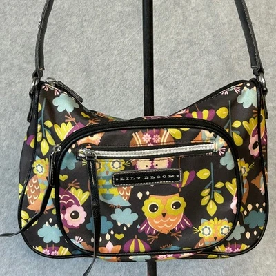 Bolso Bandolera Convertible Bolso de Hombro Cartera Lily Bloom Negro Búhos Estampado AOP Foto 1 de 4