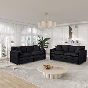 Oversized Deep Seat Luxury 2 Piece Sofa Set, Loveseat Sofa, Cloud Couches Set - Picture 1 of 47