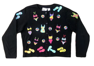 Cárdigan Suéter Vintage Michael Simon Mujer Mediano Bikini Sandalias Playa Diversión Foto 1 de 4