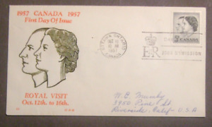 1957  Canada Royal Visit, First Day Of Issue, from Canada to USA