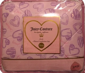 JUICY COUTURE 2PC HEARTS 💜💜  LOVE TWIN COMFORTER SET  Pink~Purple NWT - Picture 1 of 4