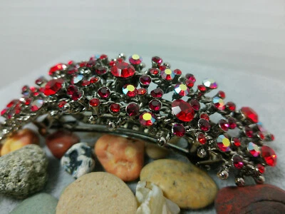 Clip de pelo masivo Jeweled AB vidrio rojo Navidad San Valentín vacaciones mod pasador Foto 1 de 4