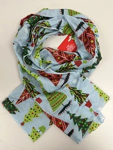 Scarf Blue Green Red Christmas Trees Song Man Woman Mom Sister Gift Black Friday - Picture 1 of 6