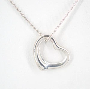Tiffany & Co Sterling Silver 925 Elsa Peretti Open Heart Necklace Pendant 11 mm - Picture 1 of 4