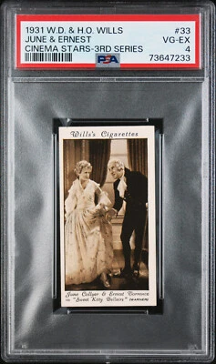 1931 Wills Tobacco Card #33 June and Ernest Cinema Stars PSA 4 - Image 1 of 2
