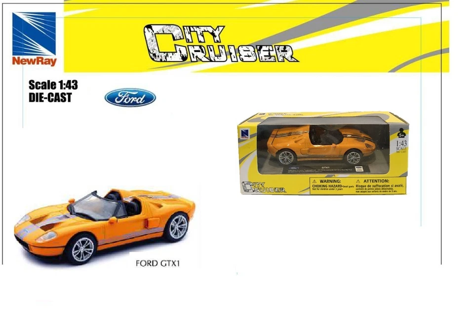 New Ray Modellino Auto Ford GTX1 Scala 1:43 Die Cast Auto Giocattolo - Immagine 1 di 4