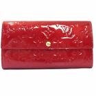 Auth Louis Vuitton Sarah Bifold Wallet Vernis Pomme D'amour Red E1228