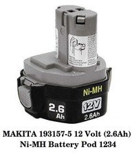MAKITA 193157-5 12 Volt (2.6Ah) Ni-MH Battery Pod  1234