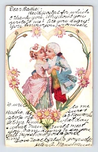 Postcard Valentine Children Sweethearts Colonial Attire 1906 Posted Undivided - Picture 1 of 2