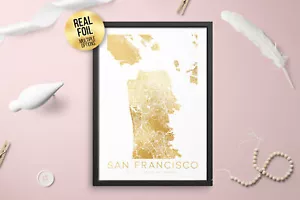Personalised Custom FOIL CITY Map San Francisco USA Poster Art - Picture 1 of 8