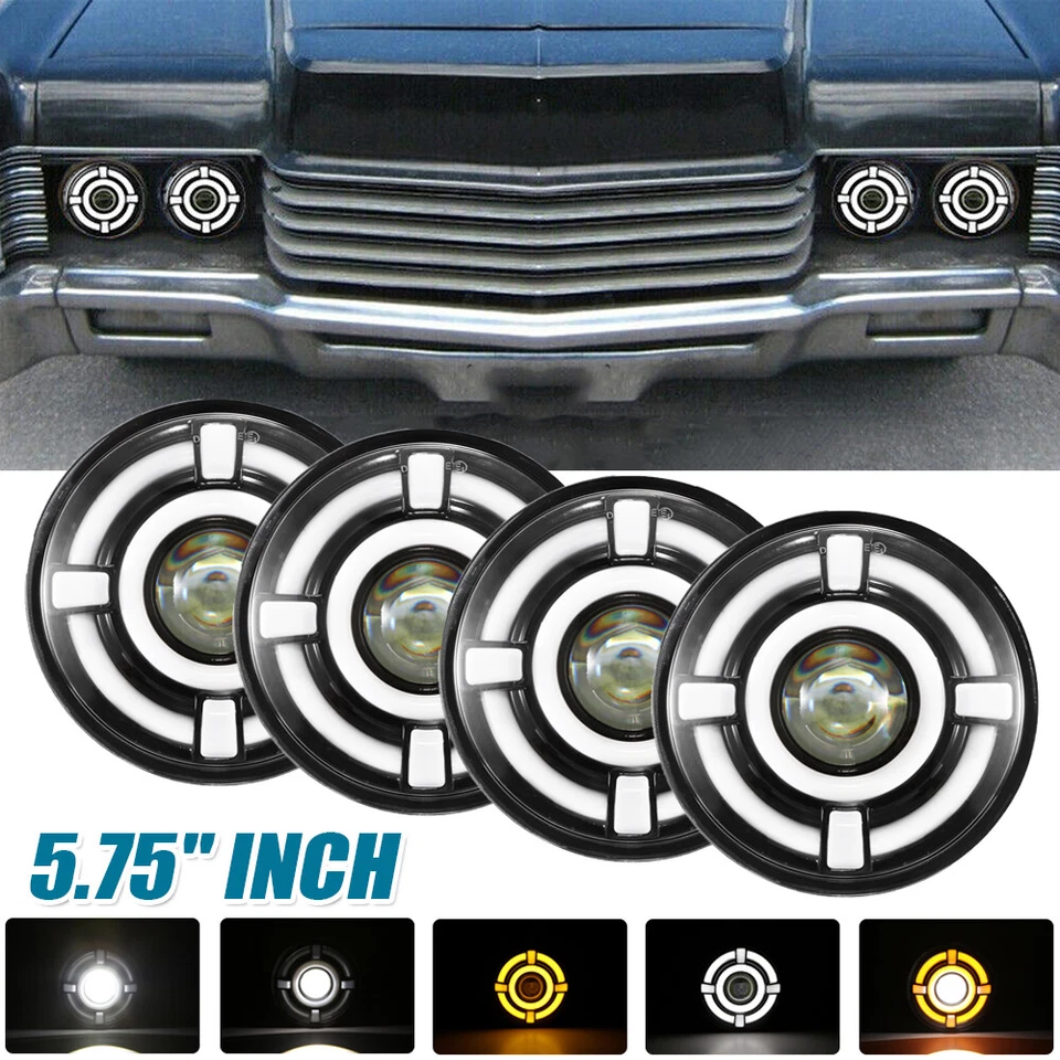 4 faros LED Hi-Lo DRL ámbar intermitente de 5,75" de 5,75" para Peugeot 504 1969-1983 Foto 1 de 4