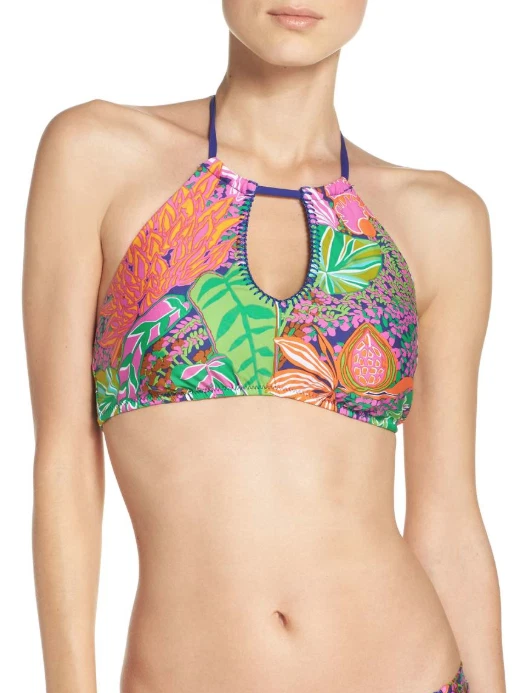 Trina Turk Tropical Escape High Neck 2 PC Bikini Size 8 K80