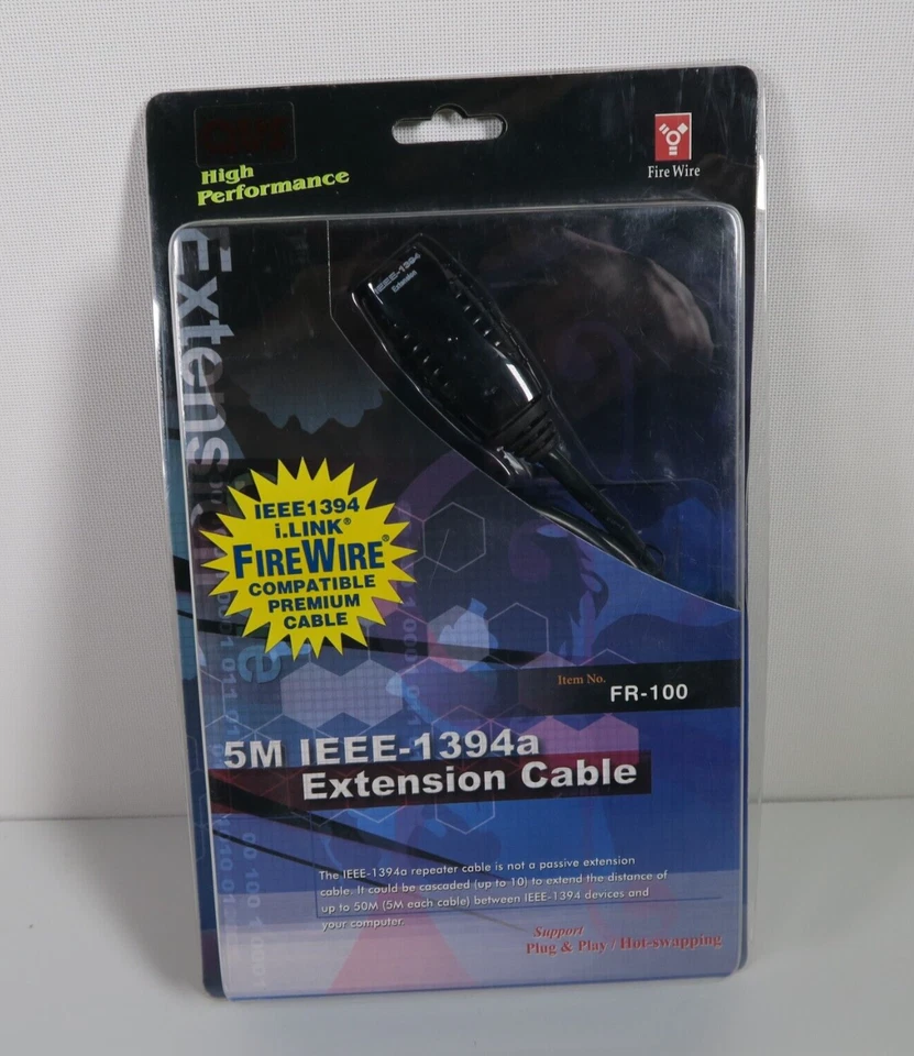 Fire Wire Compatible Premium Cable 5M IEEE- 1394a Extension Cable FR- 100 NEW! - Image 1 of 4