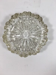 Vintage Mid Century Aschenbecher klar gold Glas geriffelt - Bild 1 von 5