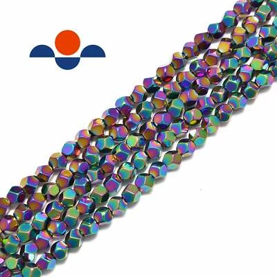 Rainbow Plated Hematite Star Cut Nugget Beads 4mm 15.5" Strand - Image 1 of 2