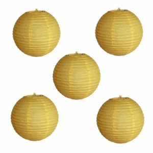 506, Lampion 5 Stk Papier gelb rund ca 20 cm Ø China Lampe Laterne - Bild 1 von 6
