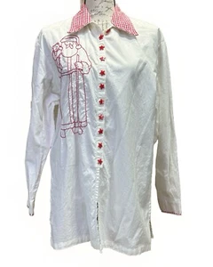 Vintage 70s Wrangler Classic Blues Christmas Santa Long Sleeve Blouse Size M - Picture 1 of 10