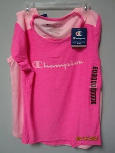 Champion Youth Girls 2-Piece Pink Candy/Bubbly Pink T-Shirts Size 14/16 - Picture 1 of 3