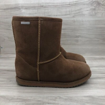 Emu Australia Boots Kids 2 Brown Suede Slip On Lined Winter Boots - Image 1 of 4