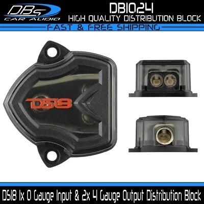 DS18 Power Ground Amp Distribution D Block 1x 0 Gauge Input & 2x 4 Gauge Output - Image 1 of 4