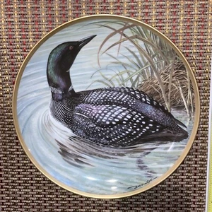 Franklin Porcelain Water Birds of the World 9" Great Northern Diver 1981  Ede - Picture 1 of 4