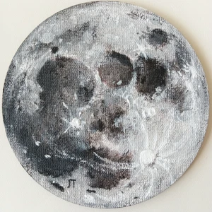 Universo arte pintura lienzo círculo luna llena original - Imagen 1 de 4