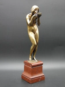 Bronzefigur Jugendstil Viktor Seifert Gladenbeck Berlin weiblicher Akt um 1900 - Bild 1 von 22