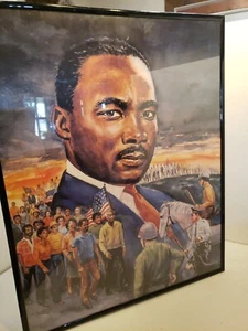 60S MARTIN LUTHER KING JR DON MILLER PRINT MURAL MEMORIAL DREAM BLACK HISTORY - Picture 1 of 5