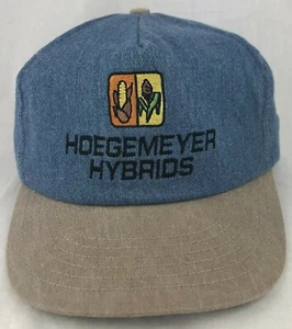 Vintage Hoegemeyer Hybrids Strapback Trucker Mütze Cap blau Denim bestickt - Bild 1 von 9