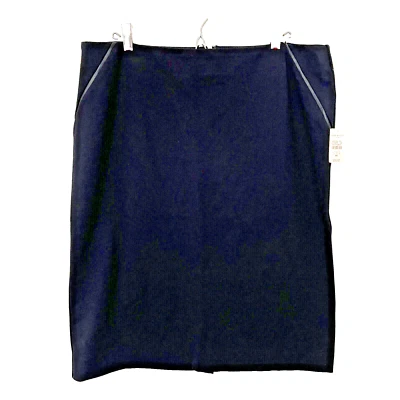 Talbots Pencil Skirt 16 Black Classic Career Leather Trim Flat Front NWT Mature Foto 1 de 4