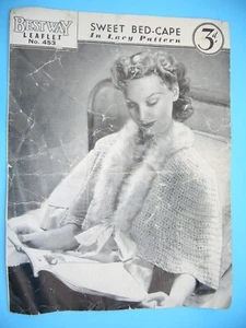 Vtg British knitting pattern for bed cape / jacket - Picture 1 of 2