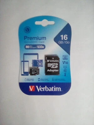 Tarjeta micro SDHC Verbatim 80 533x 16 GB Foto 1 de 2