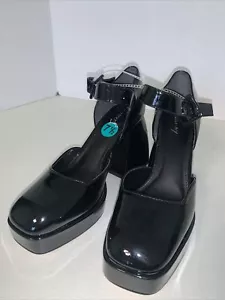 Sam Edelman Mary Jane Rave Goth schwarz Plateau klobiger Absatz eckige Zehenpartie Y2K Gr. 7,5 - Bild 1 von 9