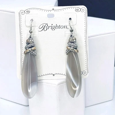 Новый с ярлыками Брайтон Нептун кольца серый сердолик пирамида серьги двойной тон подвеской  - Изображение 1 из 4