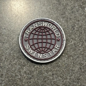 Transworld Swinstar Sew On Patch Classic Globe Logo Nice Condition Rubber Unique - Picture 1 of 3